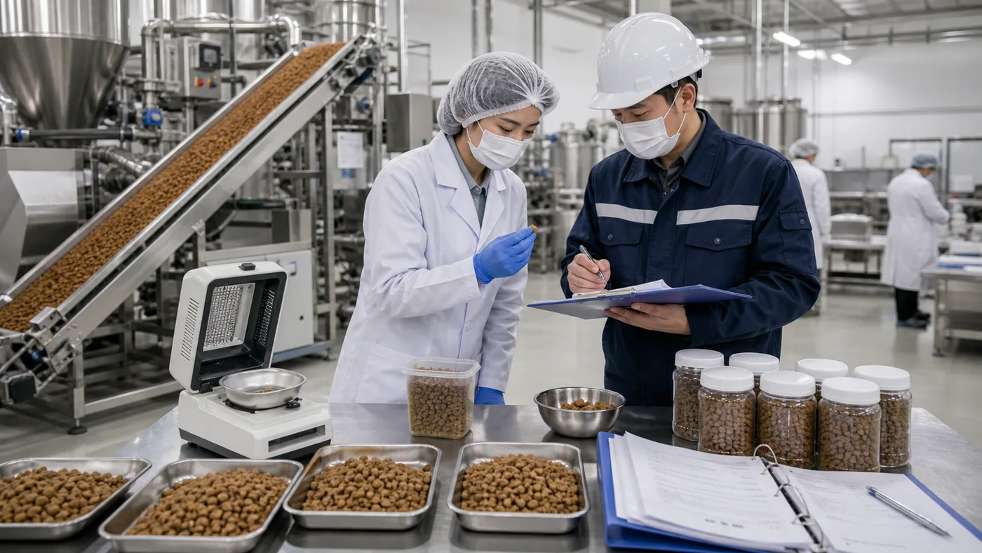 Pet food trial production quality check